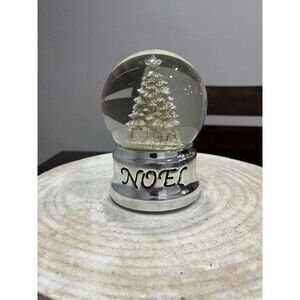 Musical Snow Globe Silver Christmas Tree Decor With NOEL On The Base TESTED